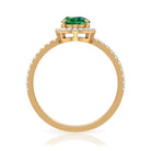 6x8mm Oval Cut Lab Created Emerald Halo Engagement Ring with Diamond AAAA - Rosec Jewels