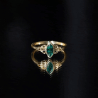 Certified Lab Created Emerald Promise Ring in Yellow Gold Plated Silver AAAA 14K Yellow Gold Plated Silver - Rosec Jewels