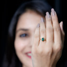 Certified Lab Created Emerald Promise Ring in Yellow Gold Plated Silver AAAA 14K Yellow Gold Plated Silver - Rosec Jewels