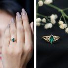 Certified Lab Created Emerald Promise Ring in Yellow Gold Plated Silver AAAA 14K Yellow Gold Plated Silver - Rosec Jewels