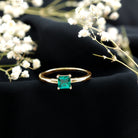 Certified Lab Grown Emerald Princess Cut Engagement Ring AAAA - Rosec Jewels