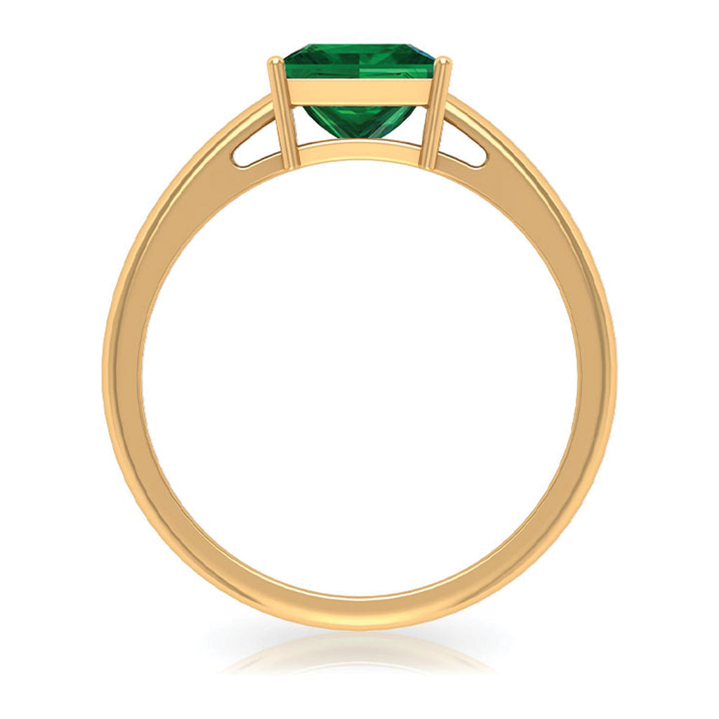 5.5 MM Princess Cut Lab Created Emerald Solitaire Ring Lab Created Emerald - ( AAAA ) - Quality - Rosec Jewels