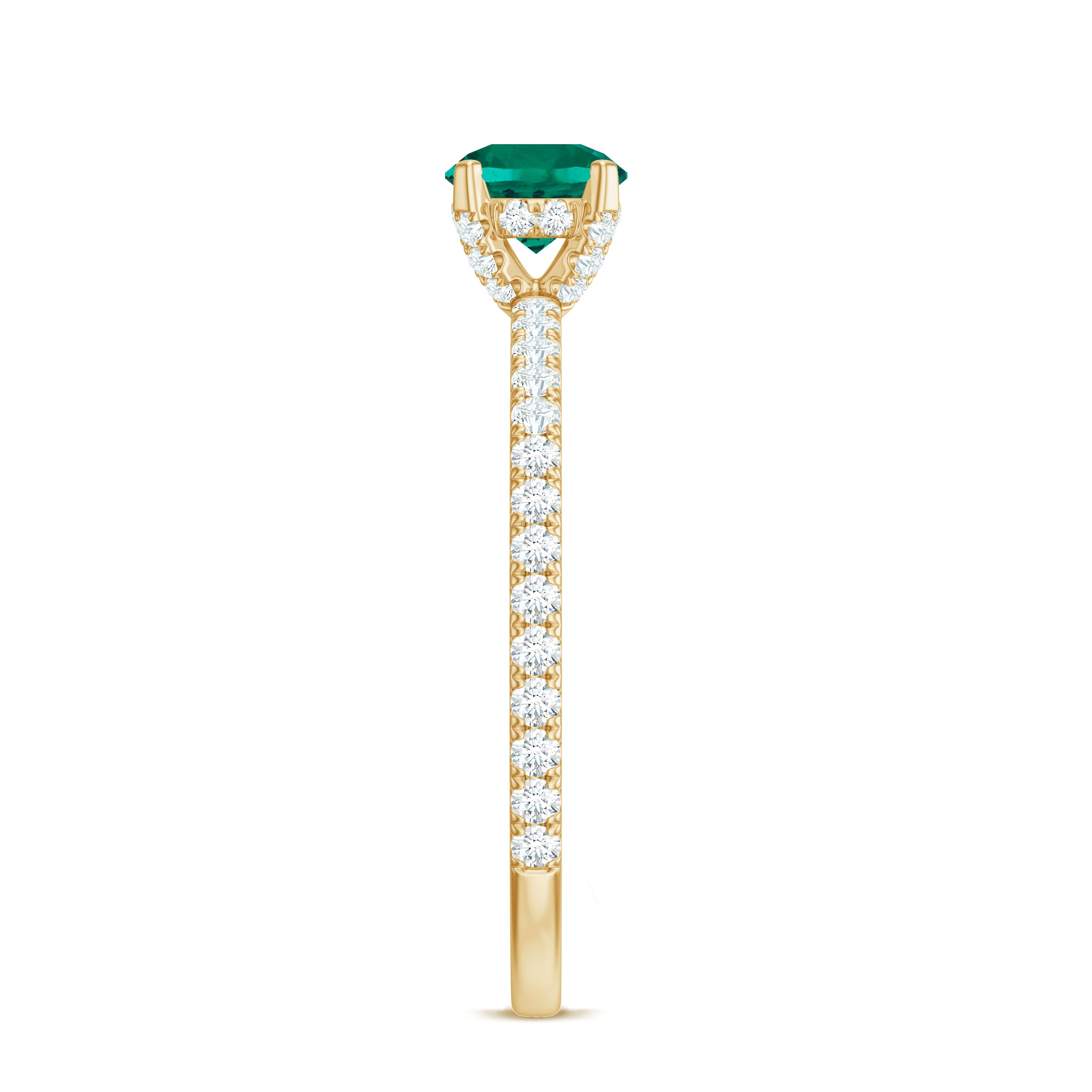 Certified Lab Grown Emerald Solitaire Engagement Ring with Diamond AAAA - Rosec Jewels