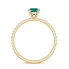 Certified Lab Grown Emerald Solitaire Engagement Ring with Diamond AAAA - Rosec Jewels