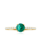 Certified Lab Grown Emerald Solitaire Engagement Ring with Diamond AAAA - Rosec Jewels