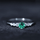 Round Lab Grown Emerald Diamond Promise Ring with Certificate AAAA - Rosec Jewels