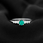Round Lab Grown Emerald Diamond Promise Ring with Certificate AAAA - Rosec Jewels
