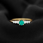 Round Lab Grown Emerald Diamond Promise Ring with Certificate AAAA - Rosec Jewels