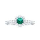 Certified Lab Grown Emerald Diamond Halo Engagement Ring AAAA - Rosec Jewels