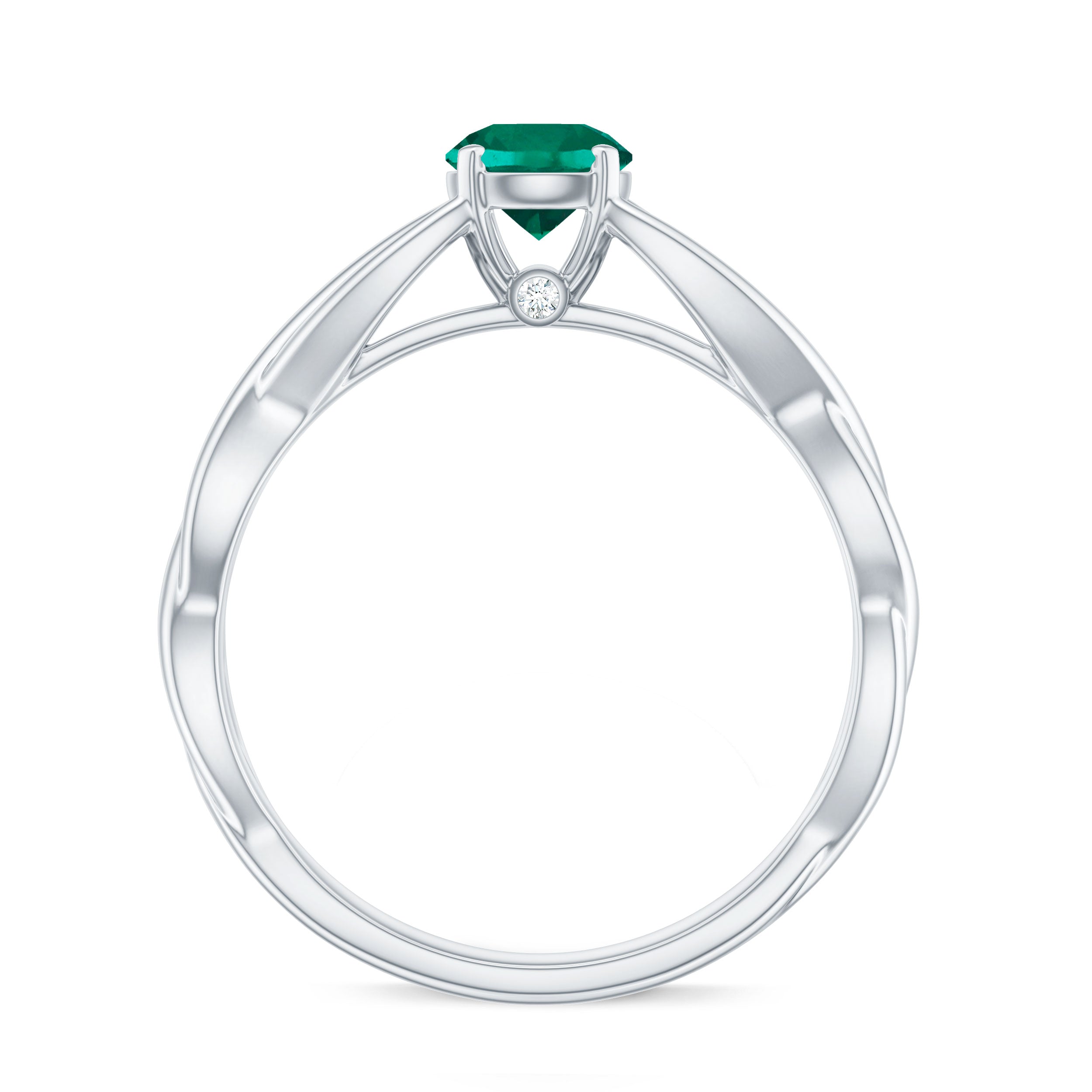 Rosec Jewels-Certified Lab Grown Emerald Crossover Ring with Diamond