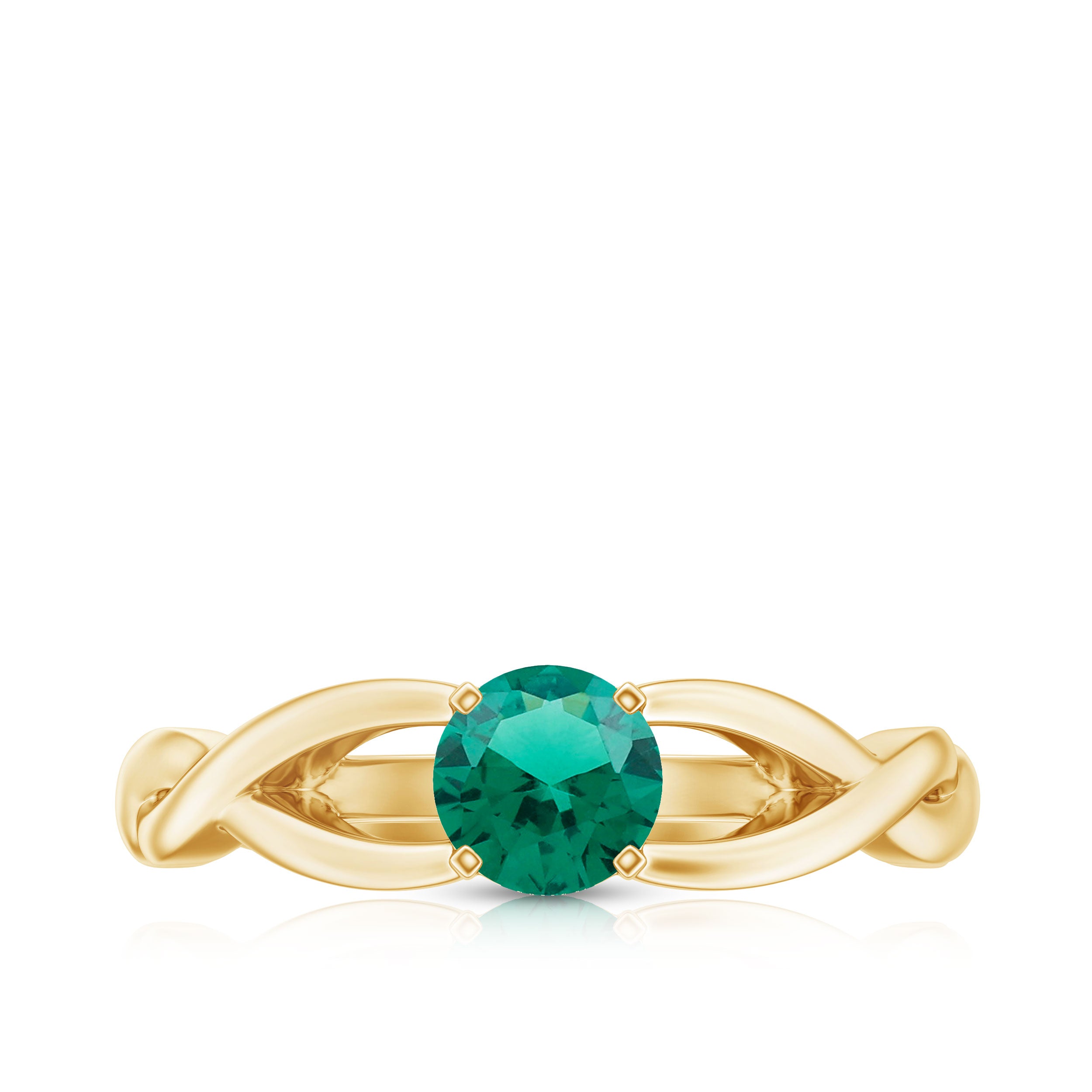 Rosec Jewels-Certified Lab Grown Emerald Crossover Ring with Diamond