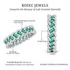 Certified Baguette Lab Grown Emerald Braided Wedding Band with Moissanite AAAA - Rosec Jewels
