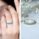 Certified Baguette Lab Grown Emerald Braided Wedding Band with Moissanite AAAA - Rosec Jewels