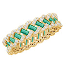 Certified Baguette Lab Grown Emerald Braided Wedding Band with Moissanite AAAA - Rosec Jewels