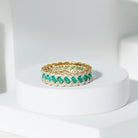 Certified Baguette Lab Grown Emerald Braided Wedding Band with Moissanite AAAA - Rosec Jewels