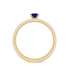 Certified 0.6 Carat Lab Grown Blue Sapphire Engagement Ring Set with Diamond AAAA - Rosec Jewels