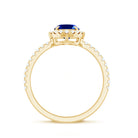Certified 1.5 Carat Oval Lab Grown Blue Sapphire Engagement Ring with Diamond Halo AAAA - Rosec Jewels