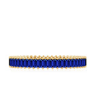 Certified Lab Grown Blue Sapphire Baguette Eternity Band Ring AAAA - Rosec Jewels