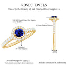 Certified 0.6 Carat Lab Grown Blue Sapphire Diamond Engagement Ring with Halo AAAA - Rosec Jewels