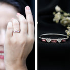 Pink Tourmaline and Diamond Stackable Ring in Bezel Setting AAA - Rosec Jewels