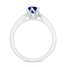 Certified Lab Created Blue Sapphire Minimal Engagement Ring with Diamond Side Stones AAAA - Rosec Jewels
