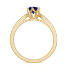 Certified Lab Created Blue Sapphire Minimal Engagement Ring with Diamond Side Stones AAAA - Rosec Jewels