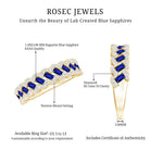 Certified Baguette Lab Grown Blue Sapphire Half Eternity Band with Diamond AAAA - Rosec Jewels