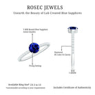 5mm Lab Created Blue Sapphire Promise Ring with Diamond Side Stones AAAA - Rosec Jewels