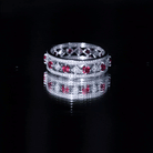 Rosec Jewels-Lab Grown Ruby Vintage Wedding Band Ring With Moissanite