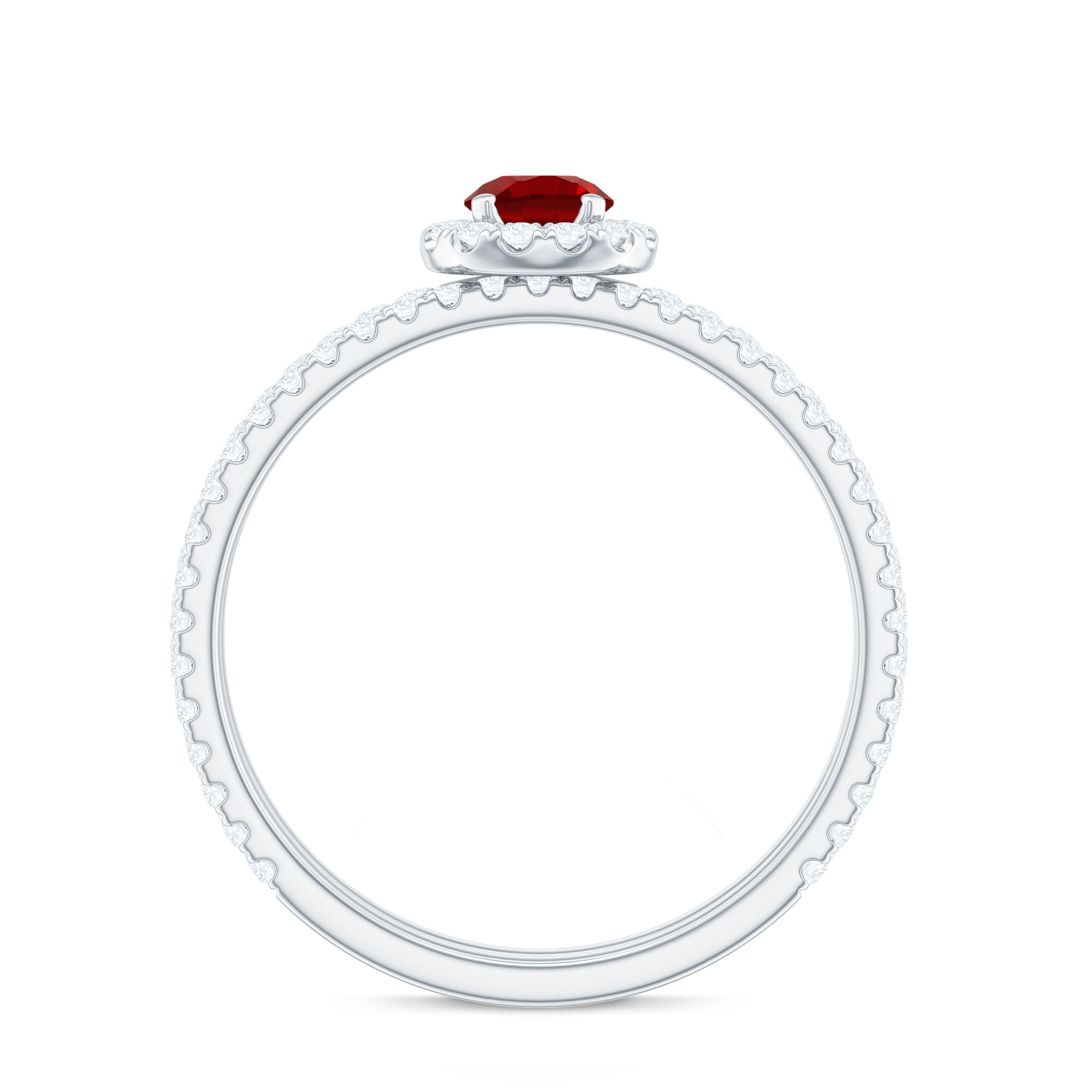 Certified Lab Grown Ruby Minimal Engagement Ring with Enhancer AAAA - Rosec Jewels
