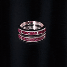 Channel Set Lab Grown Ruby Princess Cut Eternity Band with Milgrain AAAA - Rosec Jewels