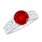 Rosec Jewels-Vintage Style Created Ruby Celtic Knot Band Ring with Surprise Diamond