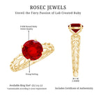 Rosec Jewels-7 MM Lab Created Ruby Solitaire Gold Filigree Ring