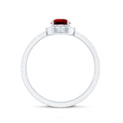 Created Ruby Halo Engagement Ring With Diamond Accent AAAA - Rosec Jewels