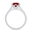 Rosec Jewels-Solitaire 8 MM Lab Created Ruby Engagement Ring with Surprise Diamonds