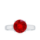 Rosec Jewels-Solitaire 8 MM Lab Created Ruby Engagement Ring with Surprise Diamonds