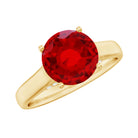 Rosec Jewels-Solitaire 8 MM Lab Created Ruby Engagement Ring with Surprise Diamonds