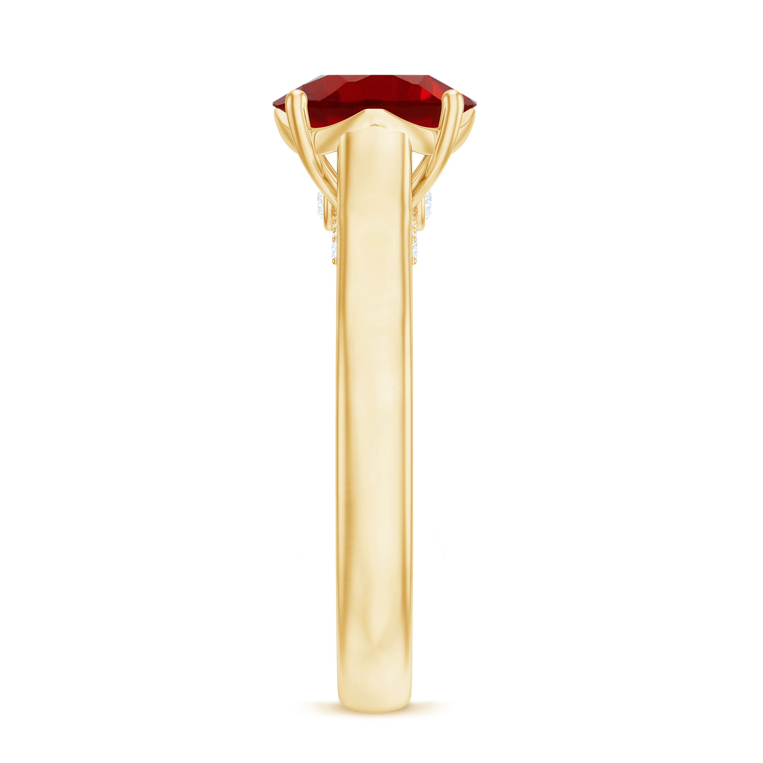 Rosec Jewels-Solitaire 8 MM Lab Created Ruby Engagement Ring with Surprise Diamonds