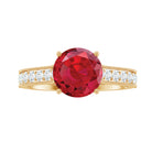 Created Ruby Solitaire Engagement Ring with Diamond AAAA - Rosec Jewels