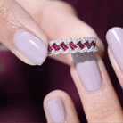 Baguette Created Ruby Braided Eternity Band Ring with Diamond AAAA - Rosec Jewels