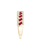 Baguette Created Ruby Braided Eternity Band Ring with Diamond AAAA - Rosec Jewels