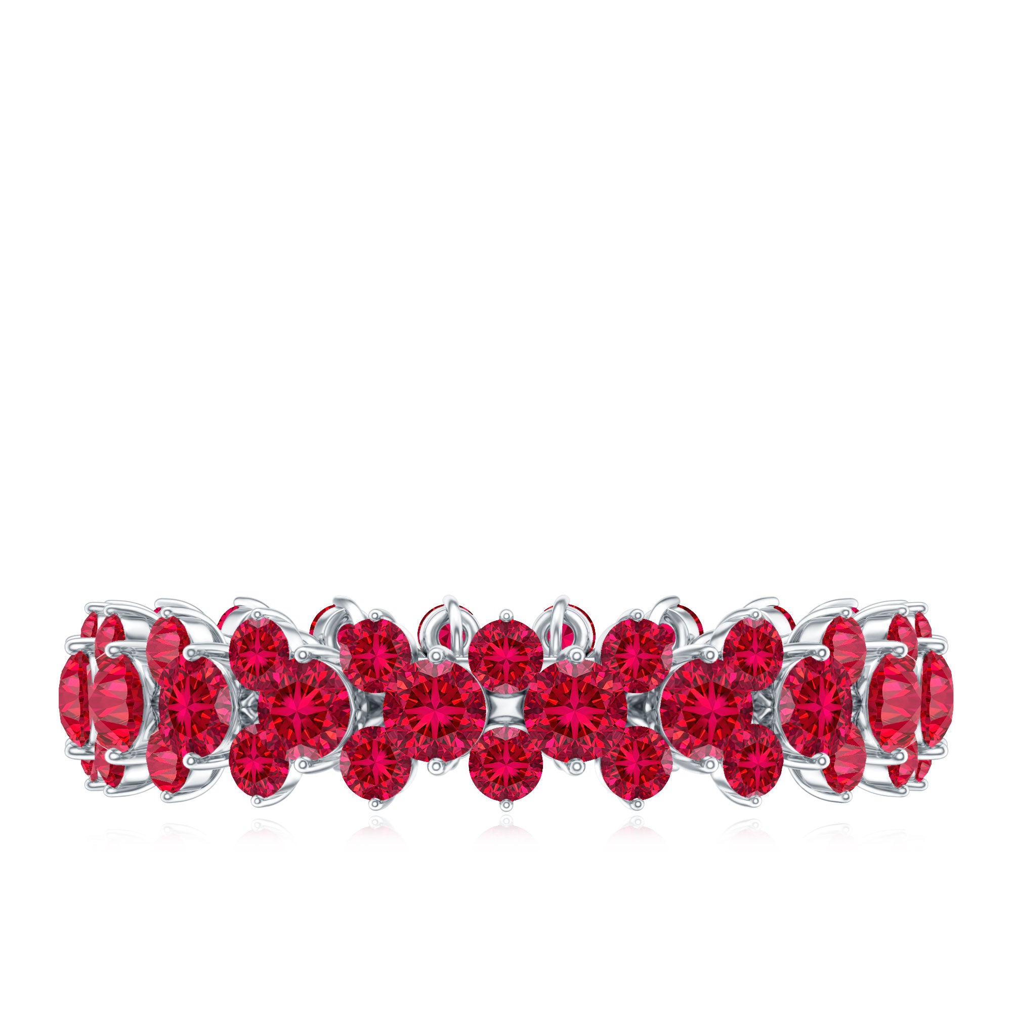 Lab Created Ruby Cluster Wedding Band for Women AAAA - Rosec Jewels