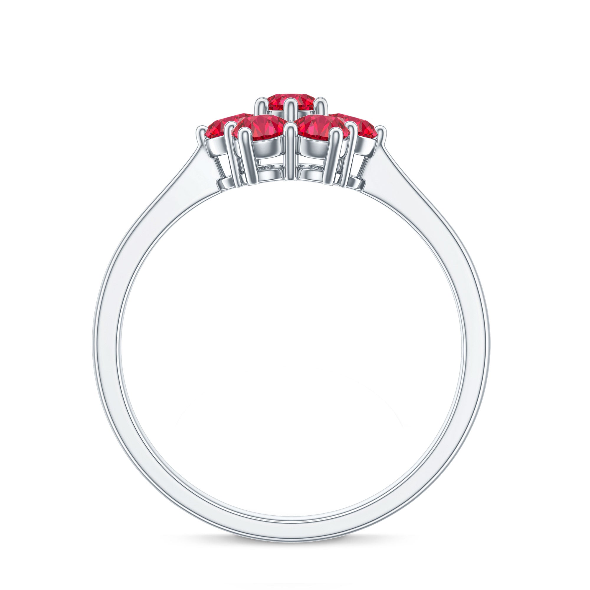 Certified Round Cut Lab Created Ruby Cluster Flower Ring AAAA - Rosec Jewels