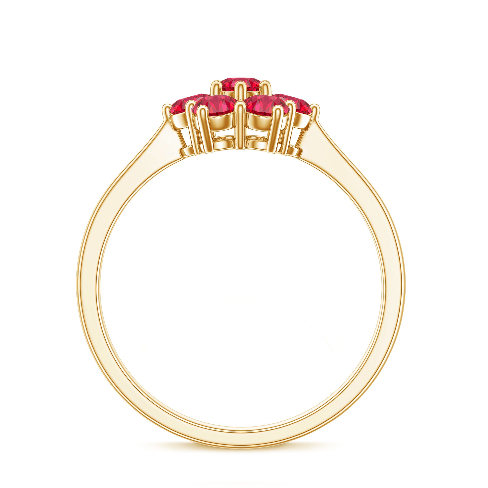 Certified Round Cut Lab Created Ruby Cluster Flower Ring AAAA - Rosec Jewels