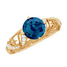 Rosec Jewels-London Blue Topaz and Diamond Vintage Inspired Engagement Ring
