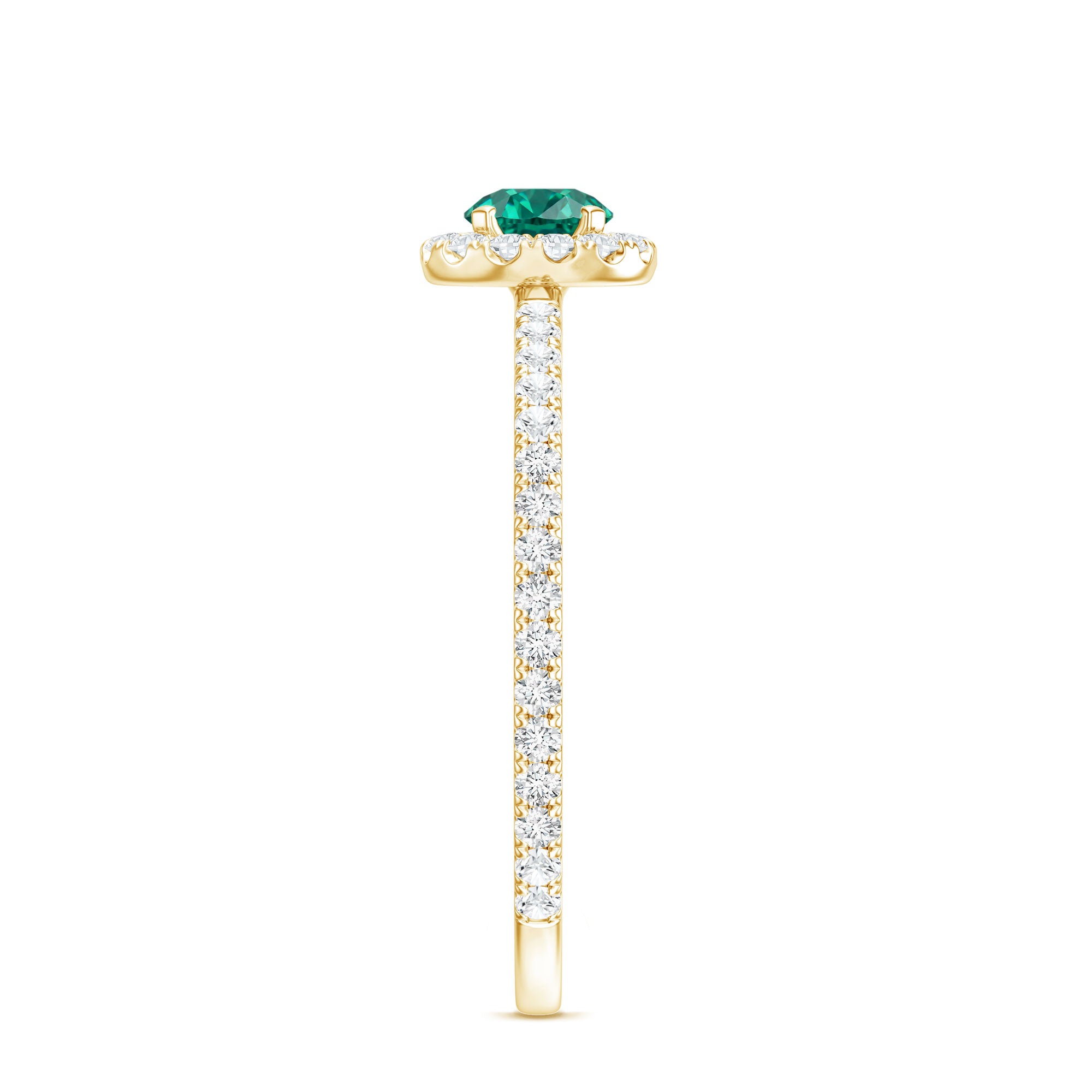 Certified Lab Grown Emerald Engagement Ring with Diamond Halo AAAA - Rosec Jewels