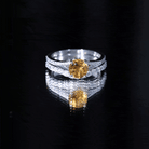 Certified Real Citrine Engagement Ring with Moissanite Wedding Band AAA - Rosec Jewels