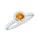 Rosec Jewels-Minimalist Citrine Diamond Engagement Ring with Halo