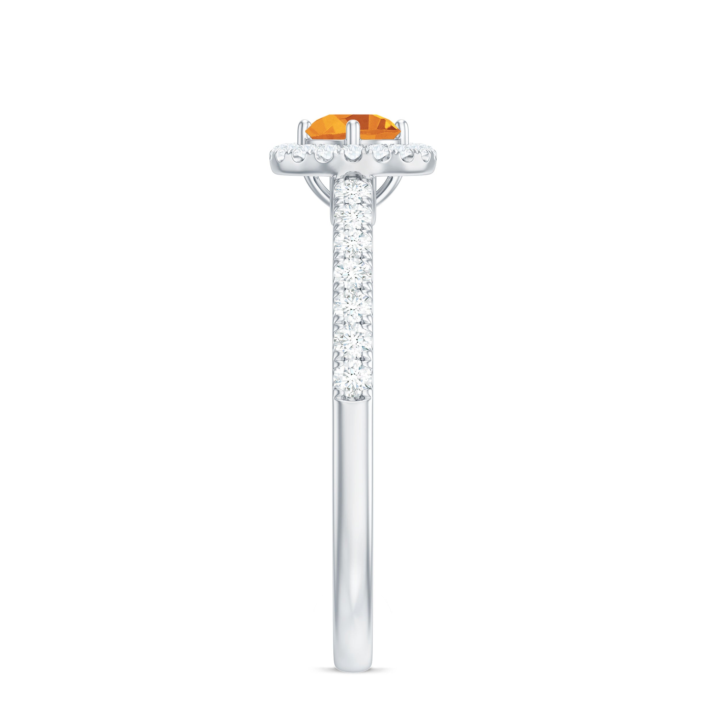 Rosec Jewels-Minimalist Citrine Diamond Engagement Ring with Halo