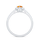 Rosec Jewels-Minimalist Citrine Diamond Engagement Ring with Halo